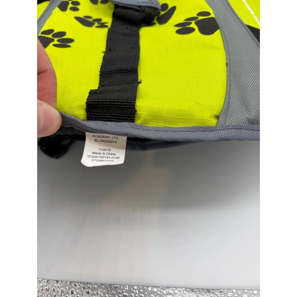 O'Rageous Dog Life Jacket Neon Green Paw Print Pet Safety Vest SLORSS0014